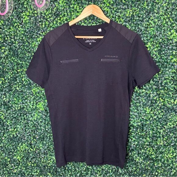 Men’s Guess Black V-neck Shirt Sz Medium - Picture 1 of 7